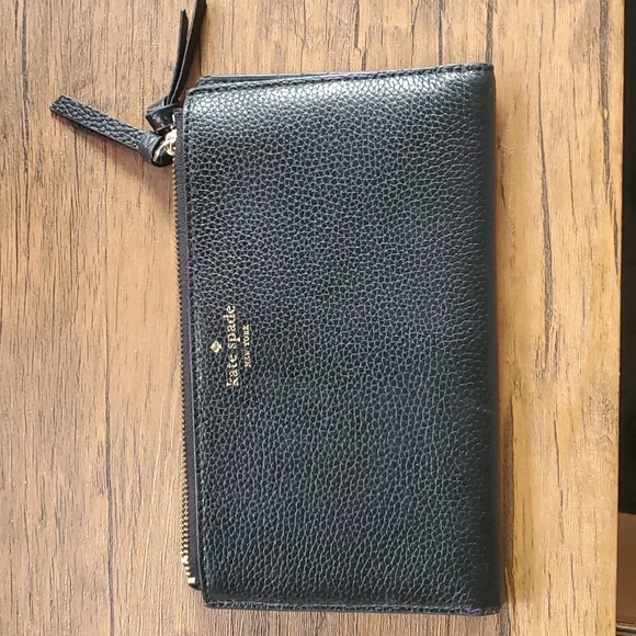 Kate Spade Black Pebbled Leather Bifold Wallet - Picture 1 of 11